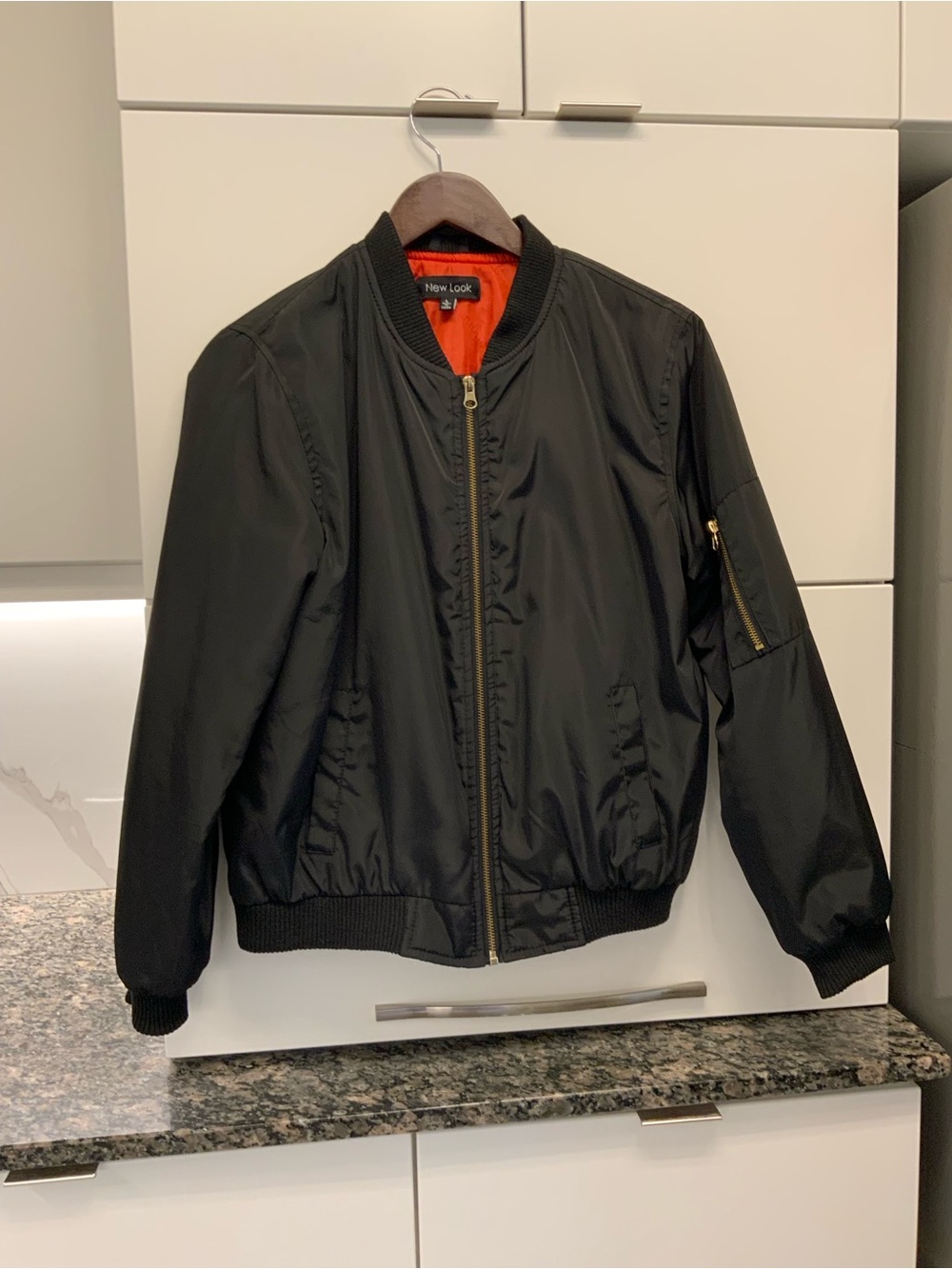 New Look Black Bomber Jacket with Orange Interior large size